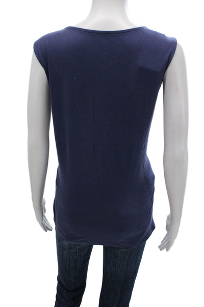 Eileen Fisher Women Blue Organic Cotton Scoop Neck Basic Tank Size XL