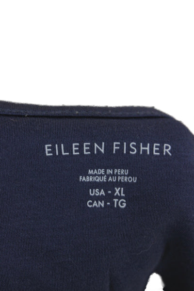 Eileen Fisher Women Blue Organic Cotton Scoop Neck Basic Tank Size XL