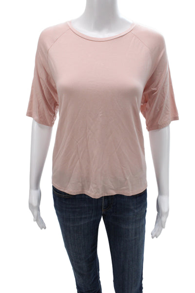 Eileen Fisher Women Pink Basic Crew Neck Short Sleeve T-Shirt Tencel Size L