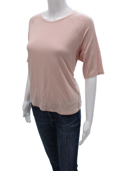 Eileen Fisher Women Pink Basic Crew Neck Short Sleeve T-Shirt Tencel Size L
