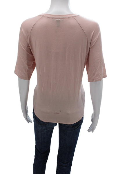 Eileen Fisher Women Pink Basic Crew Neck Short Sleeve T-Shirt Tencel Size L