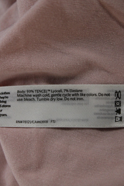 Eileen Fisher Women Pink Basic Crew Neck Short Sleeve T-Shirt Tencel Size L