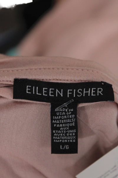 Eileen Fisher Women Pink Basic Crew Neck Short Sleeve T-Shirt Tencel Size L