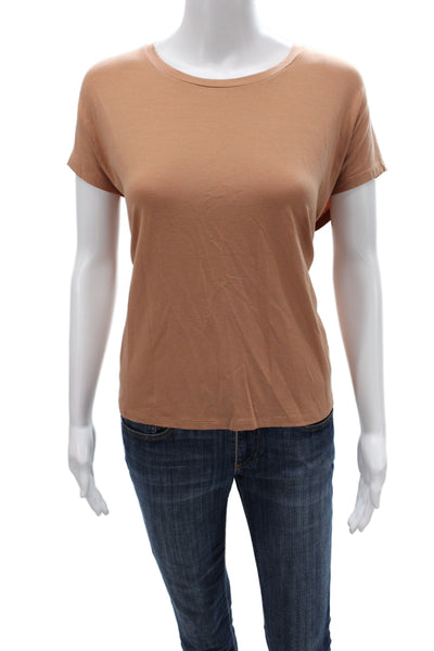Eileen Fisher Womens Basic Brown Tencel Crew Neck Sleeveless T Shirt Size L