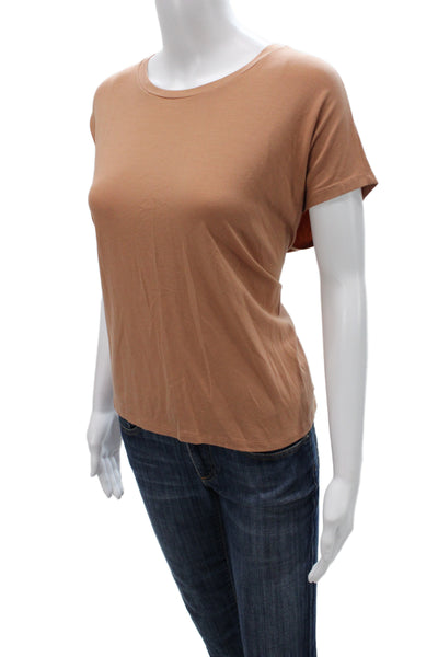 Eileen Fisher Womens Basic Brown Tencel Crew Neck Sleeveless T Shirt Size L