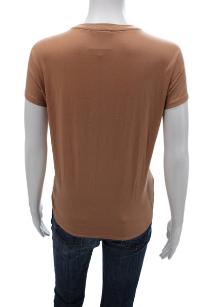 Eileen Fisher Womens Basic Brown Tencel Crew Neck Sleeveless T Shirt Size L