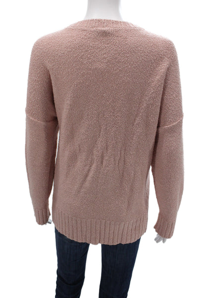 Eileen Fisher Women Pullover Sweater Pink Organic Cotton Long Sleeve Size L