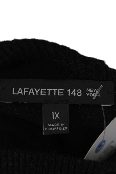 Lafayette 148 New York Womens Pullover Turtleneck Black Long Sleeve Size 1X