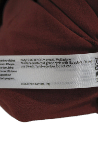 Eileen Fisher Women Red Basic T-Shirt Short Sleeve Tencel Lyocell Size L