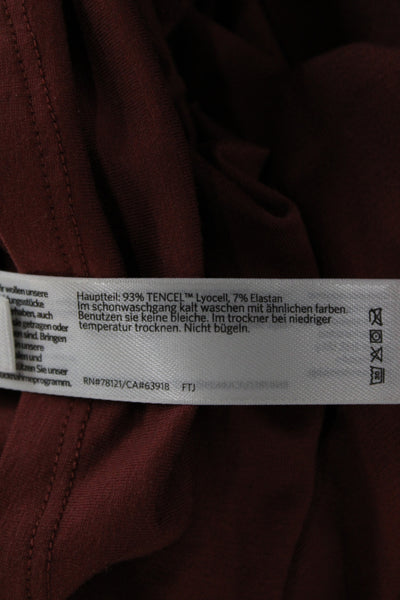 Eileen Fisher Women Red Basic T-Shirt Short Sleeve Tencel Lyocell Size L