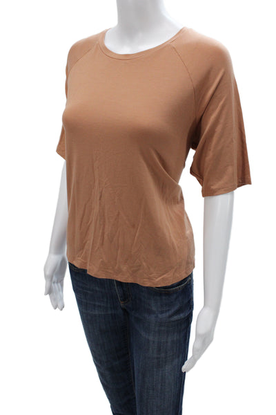 Eileen Fisher Women Basic Brown T Shirt Crew Neck Short Sleeve Size L