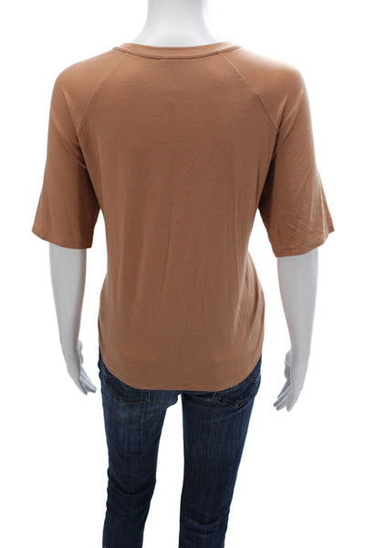 Eileen Fisher Women Basic Brown T Shirt Crew Neck Short Sleeve Size L