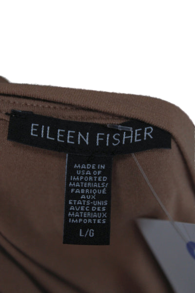 Eileen Fisher Women Basic Brown T Shirt Crew Neck Short Sleeve Size L