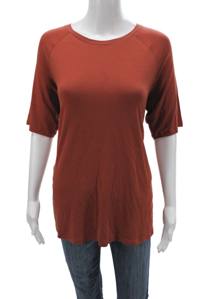 Eileen Fisher Women Jersey Red Crew Neck Short Sleeve Size M