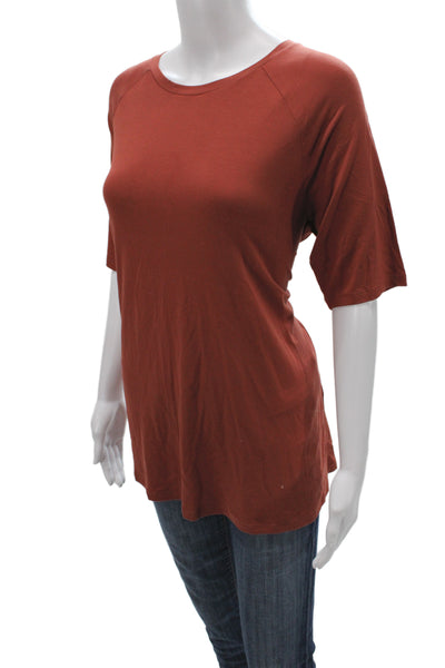 Eileen Fisher Women Jersey Red Crew Neck Short Sleeve Size M