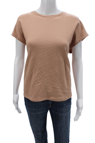 Eileen Fisher Womens Basic T Shirt Beige Tencel Crew Neck Sleeveless Size L