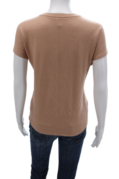 Eileen Fisher Womens Basic T Shirt Beige Tencel Crew Neck Sleeveless Size L
