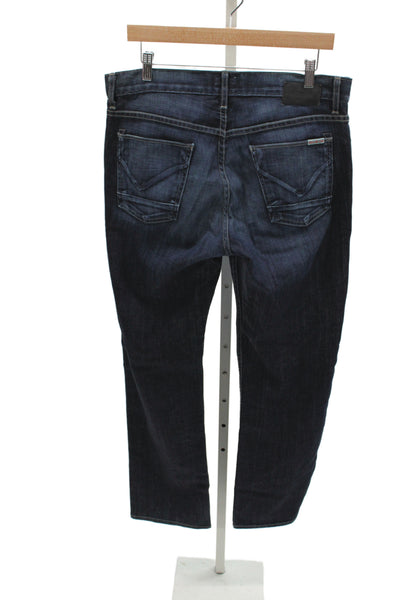 Hudson Mens Straight Jeans Blue Cotton Button Size 33