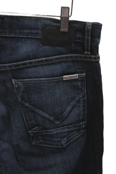 Hudson Mens Straight Jeans Blue Cotton Button Size 33