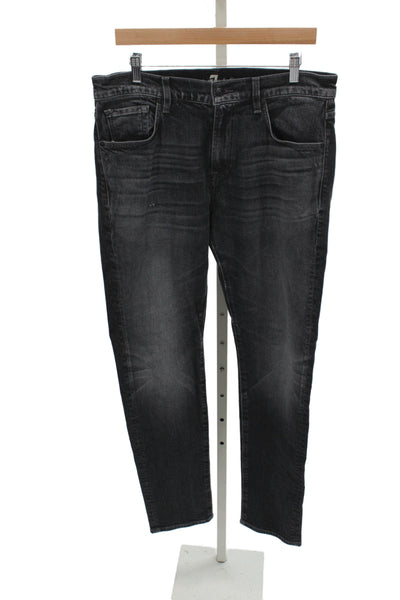 7 For All Mankind Mens Straight Black Cotton Jeans Size 32
