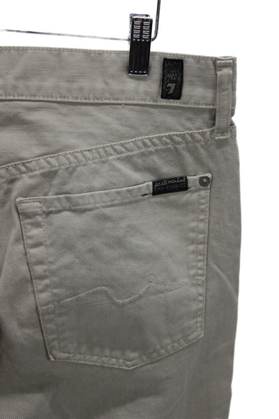 7 For All Mankind Mens Straight Jeans Beige Cotton Size 34