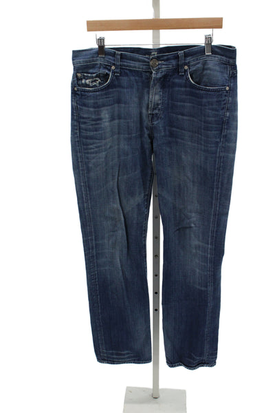 7 For All Mankind Mens Straight Jeans Beige Cotton Size 34