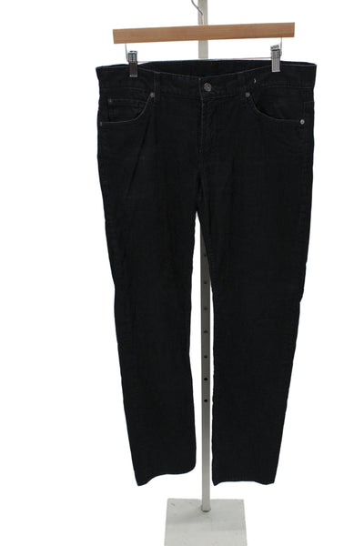 7 For All Mankind Mens Straight Black Jeans Button Cotton Size 33