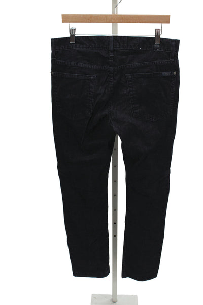7 For All Mankind Mens Straight Black Jeans Button Cotton Size 33