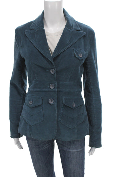 Tulle Womens Military Jacket Blue 95% Cotton Long Sleeve Size S
