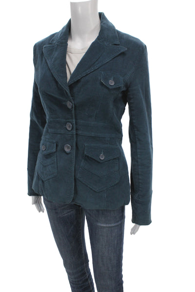 Tulle Womens Military Jacket Blue 95% Cotton Long Sleeve Size S