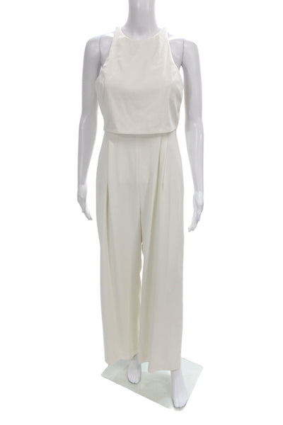 Jill Jill Stuart Women Jumpsuit White High Neck Hook & Eye Sleeveless Size 4