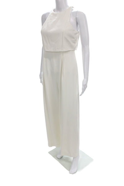 Likely Women White Sleeveless High Neck Jumpsuit Hook & Eye Mini Size 6