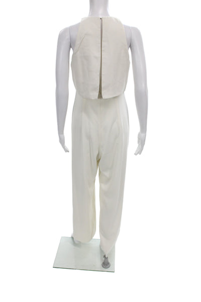 Likely Women White Sleeveless High Neck Jumpsuit Hook & Eye Mini Size 6