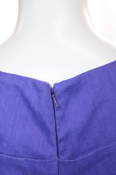 Nicole Miller Women Sheath Dress Purple Sleeveless Boatneck Linen Mini Size 4