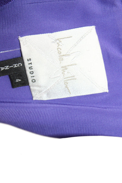 Nicole Miller Women Sheath Dress Purple Sleeveless Boatneck Linen Mini Size 4