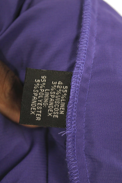 Nicole Miller Women Sheath Dress Purple Sleeveless Boatneck Linen Mini Size 4