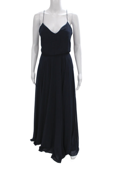 Jenny Yoo Collection Clothing Womens Blue V-Neck Sleeveless Long Dress Size 0X