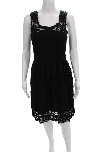 BB Dakota Women Black Floral Fit & Flare Mini Dress Zip Size 6