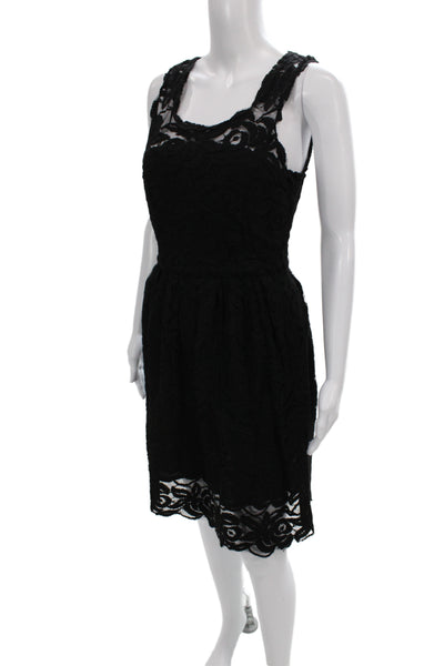 BB Dakota Women Black Floral Fit & Flare Mini Dress Zip Size 6