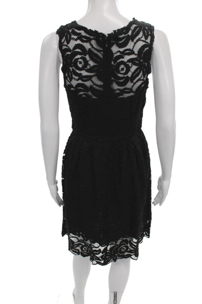 BB Dakota Women Black Floral Fit & Flare Mini Dress Zip Size 6