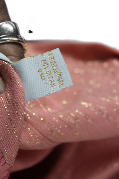 Catherine Deane Womens Pink Skirt Suit V-Neck Long Sleeve Flecked Mini Size S
