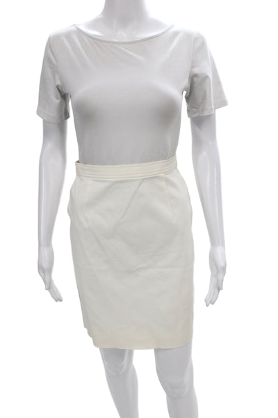 Laurel Womens Straight Pencil Skirt Ivory Button Mini Size 36