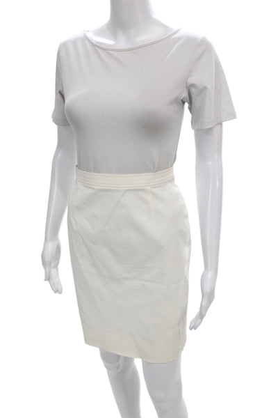 Laurel Womens Straight Pencil Skirt Ivory Button Mini Size 36