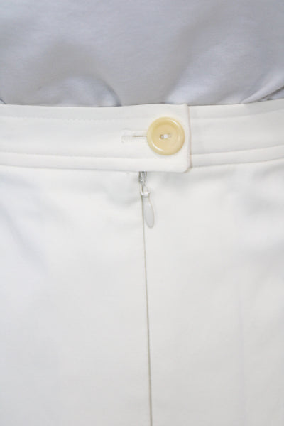 Laurel Womens Straight Pencil Skirt Ivory Button Mini Size 36