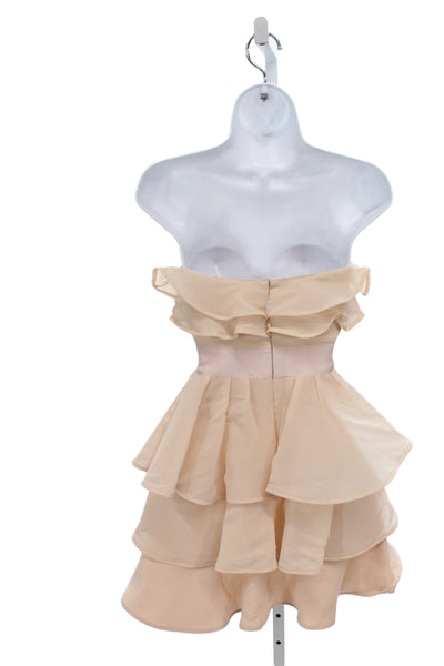 Ted Baker London Womens Beige Chiffon Off Shoulder Party Mini Dress Zip Size 0