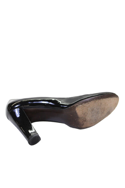 Stuart Weitzman Womens Shiny Leather Block Heels Pumps Shoes Black Size 7.5M