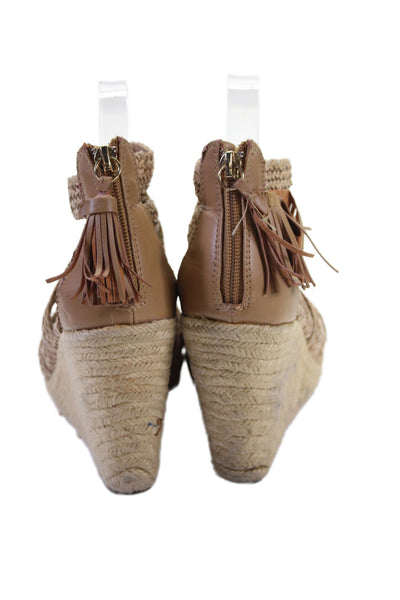 Dolce Vita Womens Woven Leather Wedge Heels Sandals Shoes Brown Size 7.5