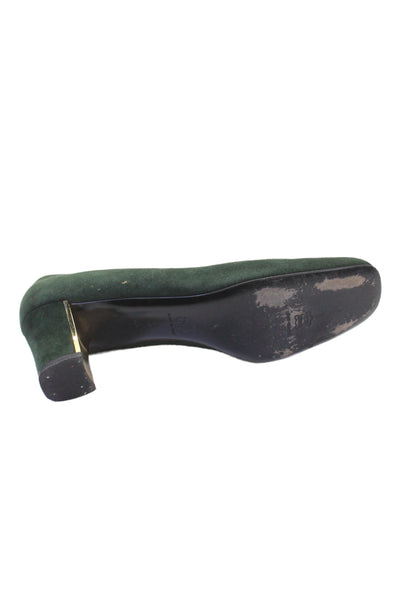 St. John Womens Suede Block High Heels Pumps Shoes Dark Green Size 8.5AA