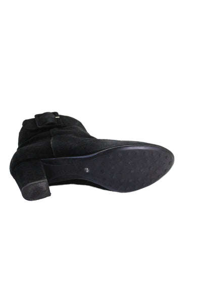 Aquatalia Womens Sued e Buckle Detail Ankle Boots Shoes Black Size 7.5
