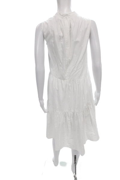 Me + Em Womens White Polka Dot Shift Dress Sleeveless High-Neck Midi Size 16